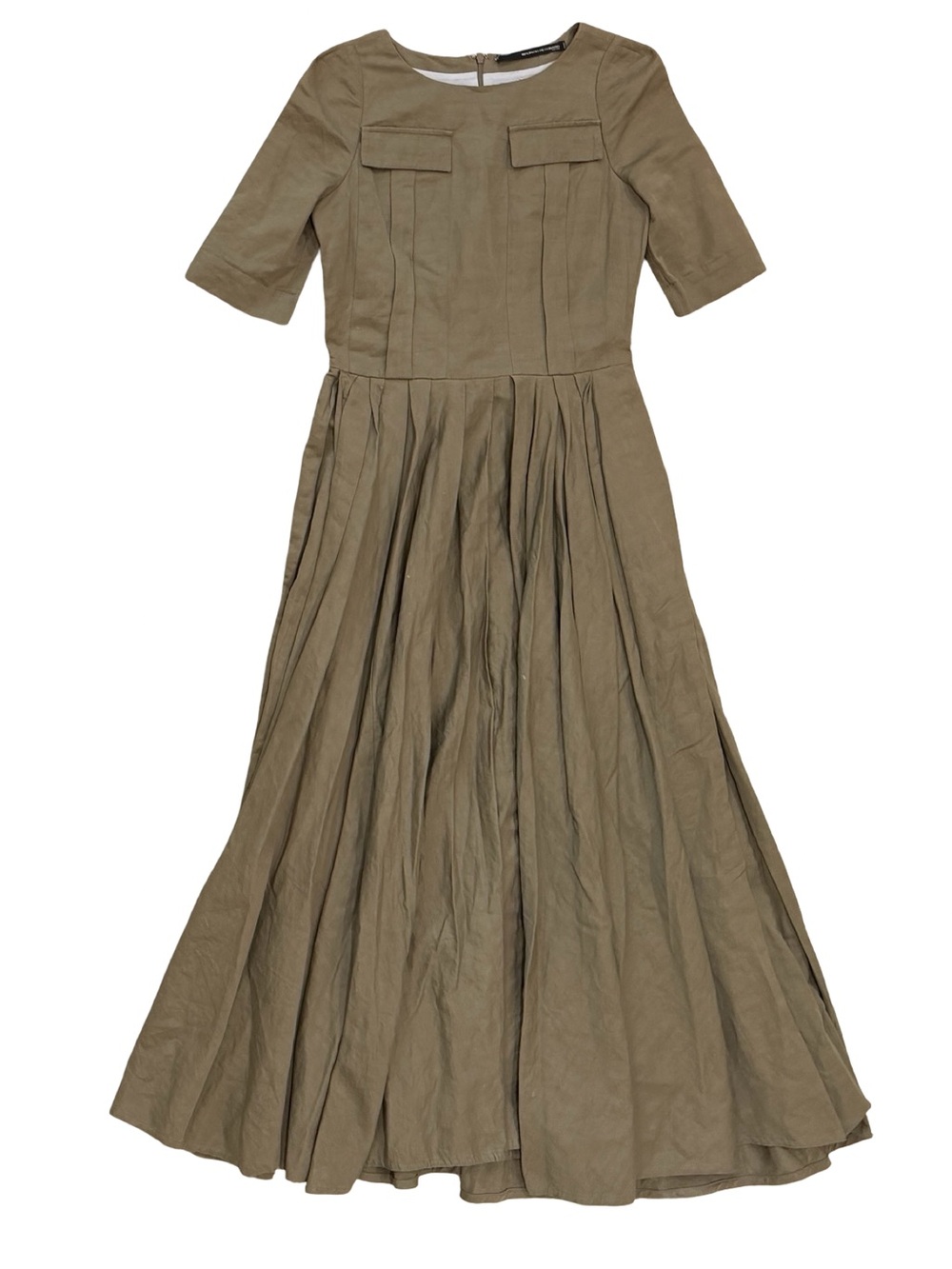 Vintage Maurizio Pecoraro Milano Olive Pleated Maxi Dress